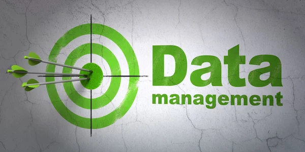 Information concept: target and Data Management on wall background — Φωτογραφία Αρχείου