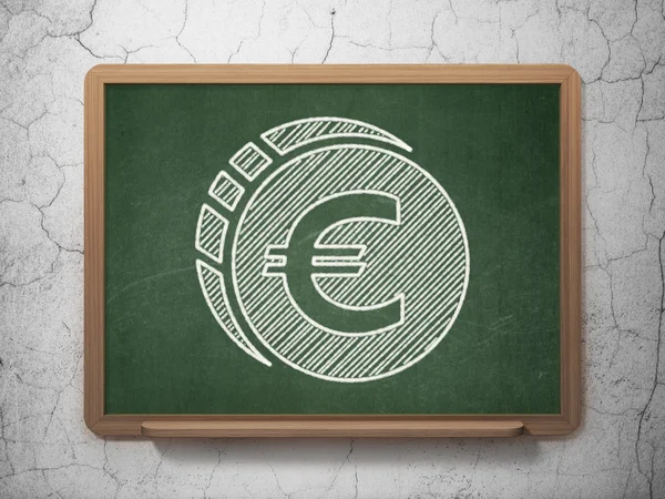 Banking concept: Euro Coin on chalkboard background — Stockfoto