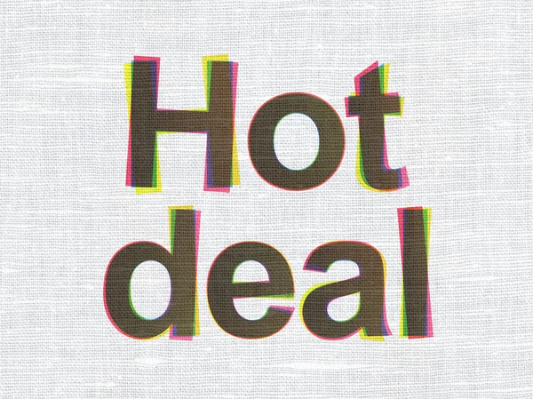 Konsep keuangan: Hot Deal pada latar belakang tekstur kain — Stok Foto