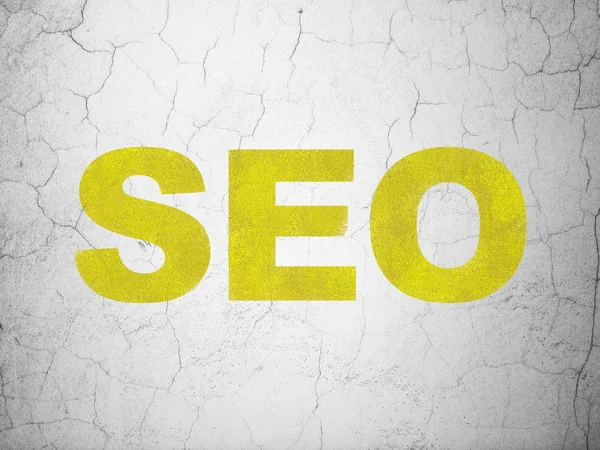 Концепция веб-разработки: SEO на фоне стен — стоковое фото