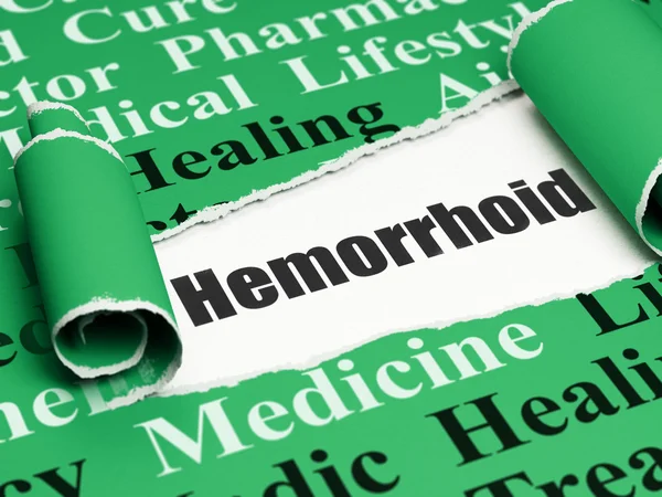 Conceito de saúde: texto preto Hemorróide sob o pedaço de papel rasgado — Fotografia de Stock