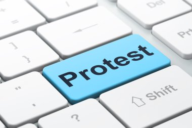 Siyasi kavram: bilgisayar klavye zemin üzerine protesto
