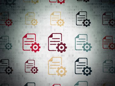 Database concept: Gear icons on Digital Paper background