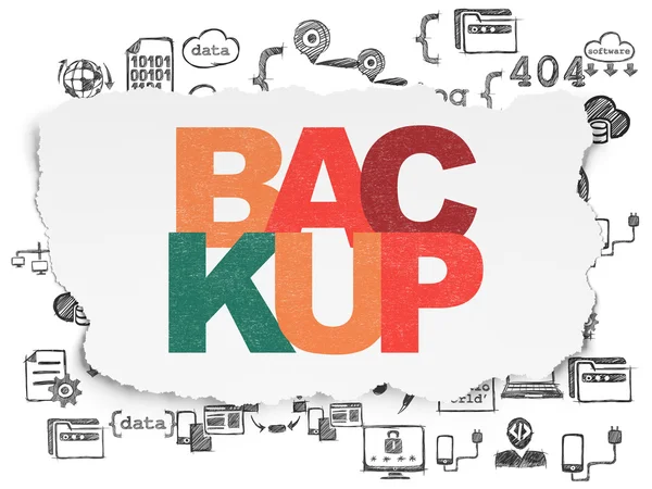 Datenbankkonzept: Backup auf zerrissenem Papierhintergrund — Stockfoto