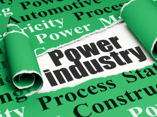 Manufacuring concept: black text Power Industry under the piece of  torn paper — Stockfoto