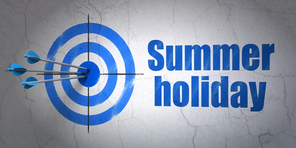 Vacation concept: target and Summer Holiday on wall background — ストック写真