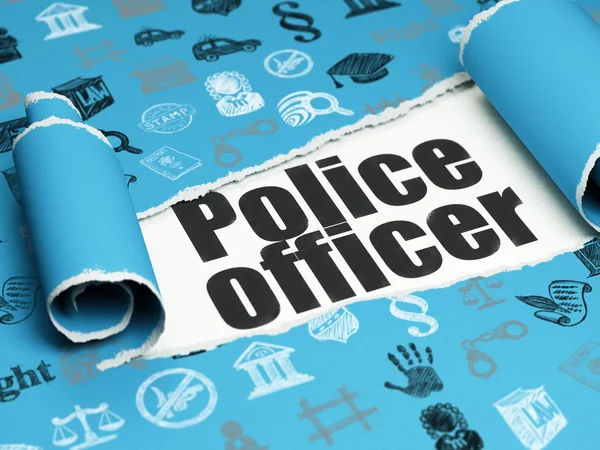 Concept de droit : texte noir Officier de police sous le morceau de papier déchiré — Photo