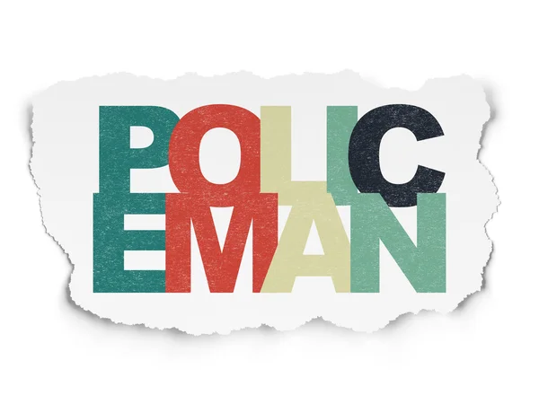 Закон концепція: поліцейський на фоні Torn паперу — стокове фото