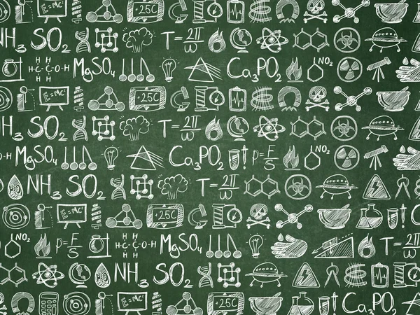 Education background: School Board with  Hand Drawn Science Icons — Stockfoto