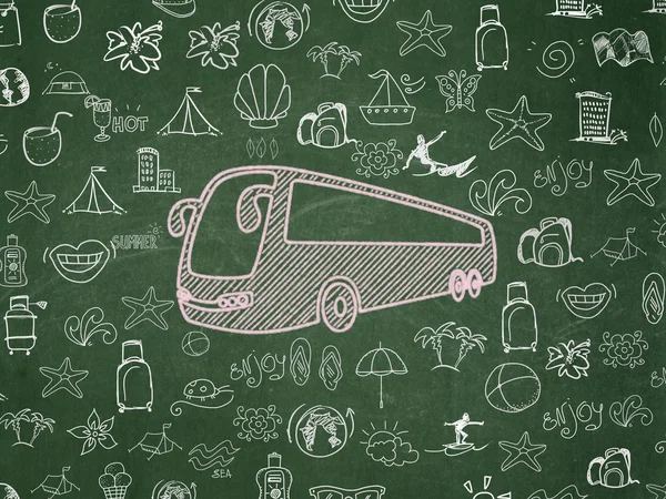 Vacation concept: Bus on School Board background — Zdjęcie stockowe