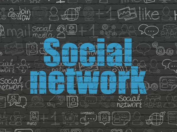 Concetto di social network: Social Network sullo sfondo del muro — Foto Stock