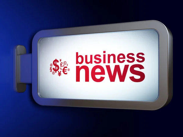 News concept: Business News and Finance Symbol on billboard background — Stok fotoğraf