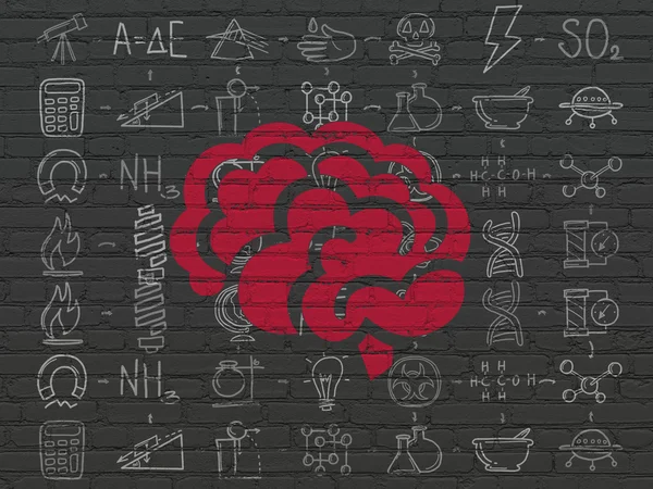 Pojęcie nauki: mózg na tle ściany — Zdjęcie stockowe