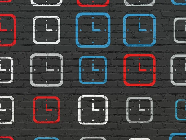 Time concept: Watch icons on wall background — Stockfoto