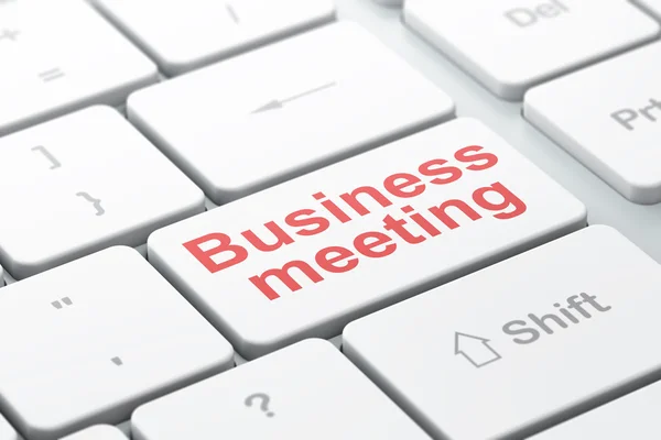 Conceito de finanças: Business Meeting no fundo do teclado do computador — Fotografia de Stock