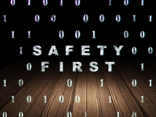 Privacy concept: Safety First in grunge dark room — Stock Photo, Image