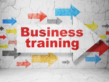 Learning concept: arrow with Business Training on grunge wall background