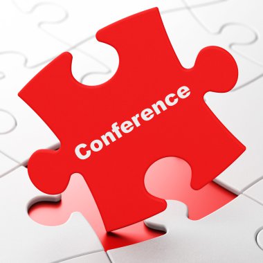 Finance concept: Conference on puzzle background