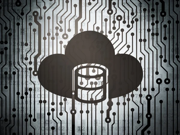 Database concept: circuit board with Database With Cloud — Stok fotoğraf