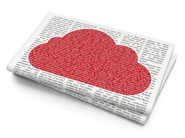 Cloud-Netzwerkkonzept: Cloud auf Zeitungshintergrund — Stockfoto