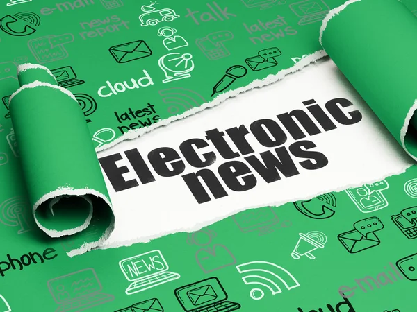 News concept: black text Electronic News under the piece of  torn paper — Stock Photo, Image