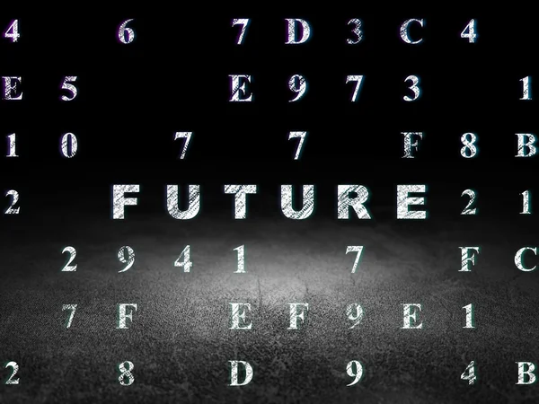 Concepto de línea de tiempo: Futuro en la sala oscura grunge — Foto de Stock