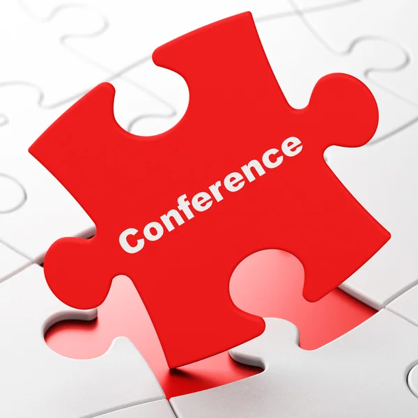 Finance concept: Conference on puzzle background — Stock fotografie