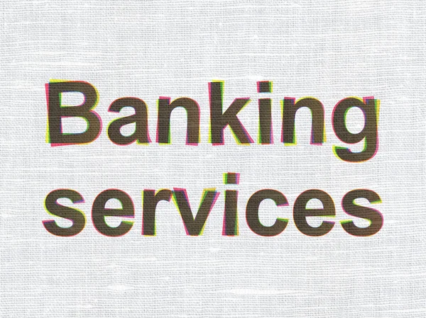 Concepto de moneda: Servicios bancarios sobre fondo de textura de tela —  Fotos de Stock