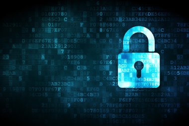 Privacy concept: Closed Padlock on digital background