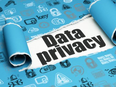 Security concept: black text Data Privacy under the piece of  torn paper