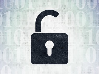 Privacy concept: Opened Padlock on Digital Paper background