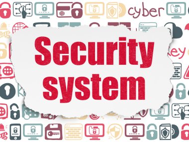 Koruma kavramı: yırtık kağıt arka plan üzerinde güvenlik sistemi