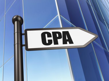 Finance concept: sign CPA on Building background
