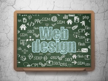 Web development concept: Web Design on School Board background