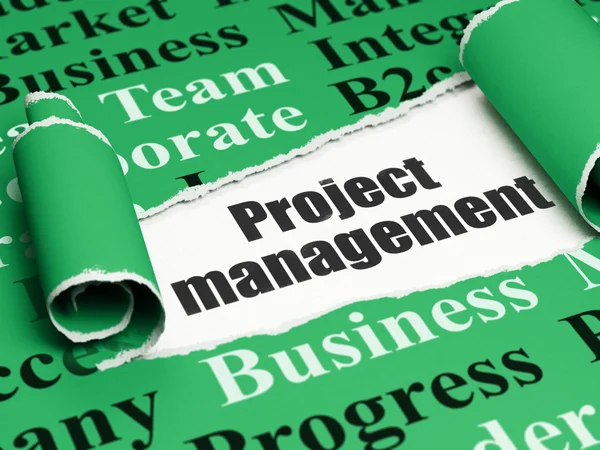Business concept: black text Project Management under the piece of  torn paper — Stock Fotó