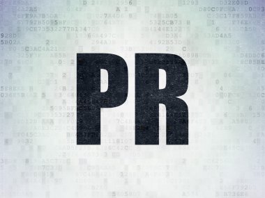 Reklam kavramı: Pr dijital kağıt arka plan üzerinde