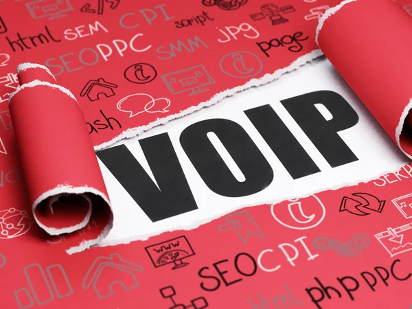 Web design concept: black text VOIP under the piece of  torn paper — 图库照片
