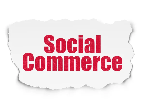 Koncepcja Reklama: Social Commerce na tle rozdarty papier — Zdjęcie stockowe