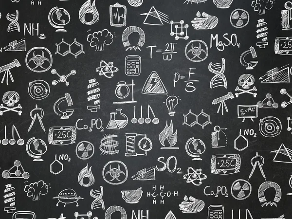 Education background: School Board with  Hand Drawn Science Icons — 图库照片