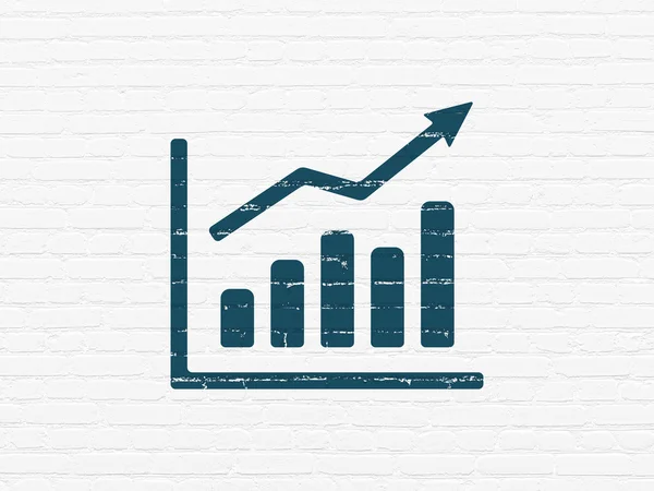 Concepto de noticias: Gráfico de crecimiento sobre fondo de pared —  Fotos de Stock