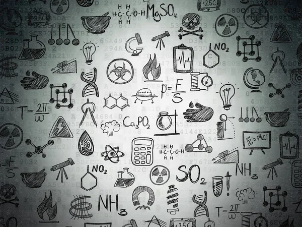 Digital background: Digital Paper with  Hand Drawn Science Icons — Stockfoto