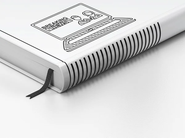 Nyheter koncept: stängd bok, Breaking News på Laptop på vit bakgrund — Stockfoto