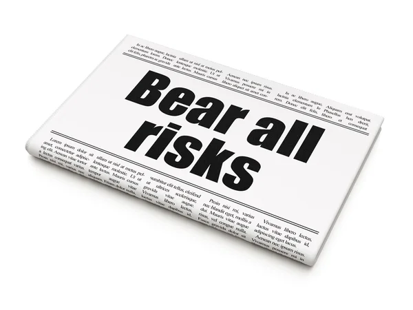 Concetto assicurativo: titolo del giornale Bear All Risks — Foto Stock