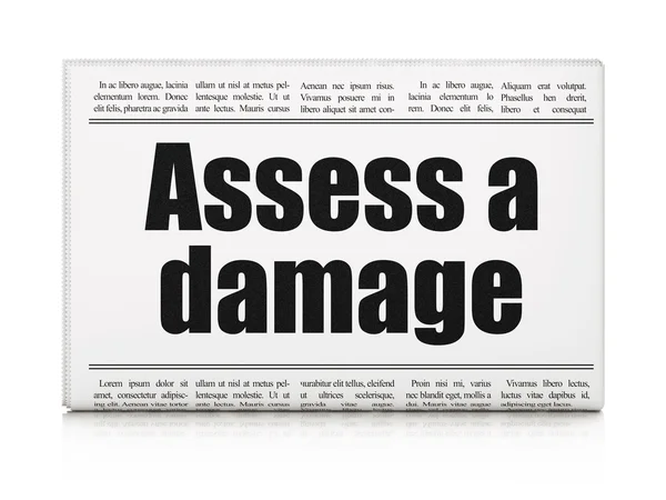 Försäkring koncept: tidningen rubrik bedöma A skador — Stockfoto