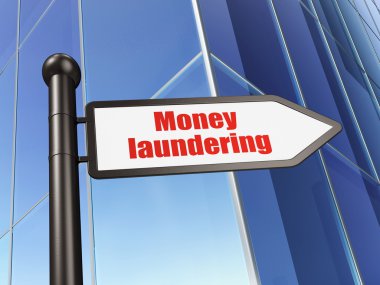 Currency concept: sign Money Laundering on Building background