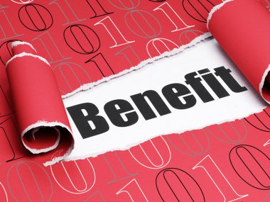 Business concept: black text Benefit under the piece of  torn paper