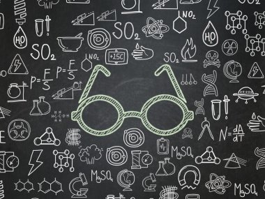 Science concept: Glasses on School Board background