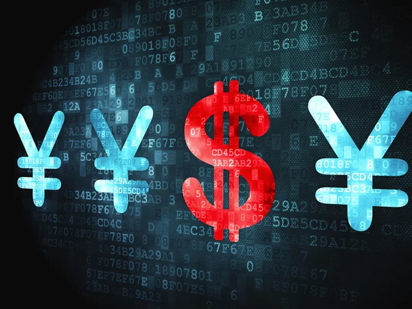 Banking concept: Dollar And Yen on digital background — Stock Photo, Image