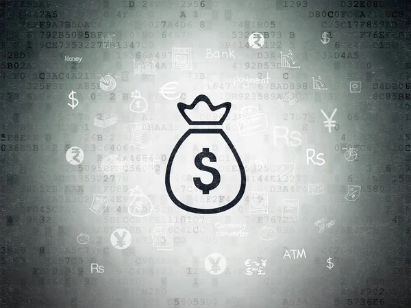 Currency concept: Money Bag on Digital Paper background — Zdjęcie stockowe