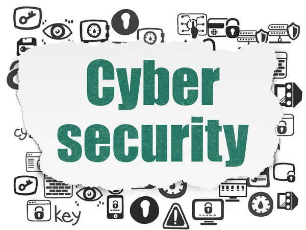 Safety concept: Cyber Security on Torn Paper background — Stockfoto
